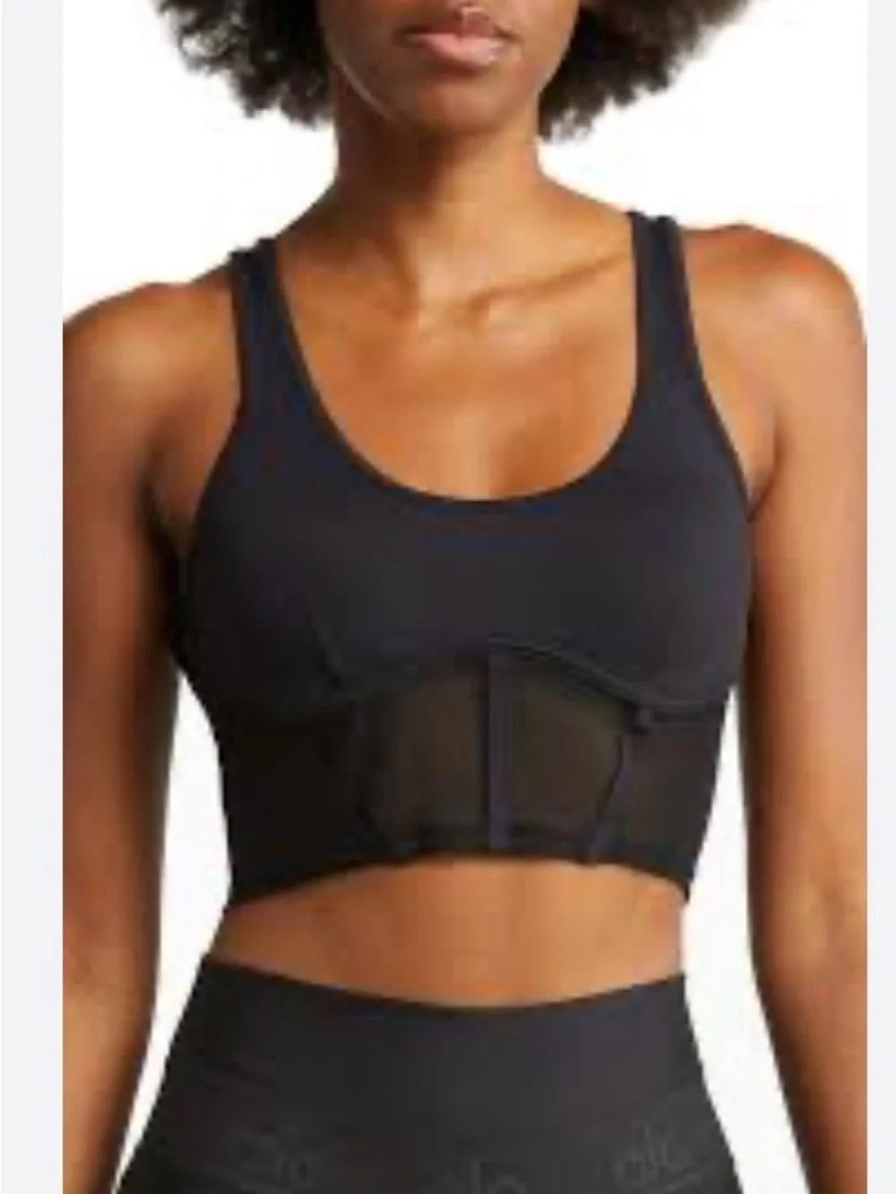 Alo Airbrush Mesh Corset Tank In Black Size Small